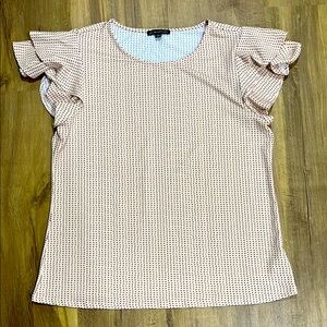 Adrianna Papell Size L pink flutter sleeve top